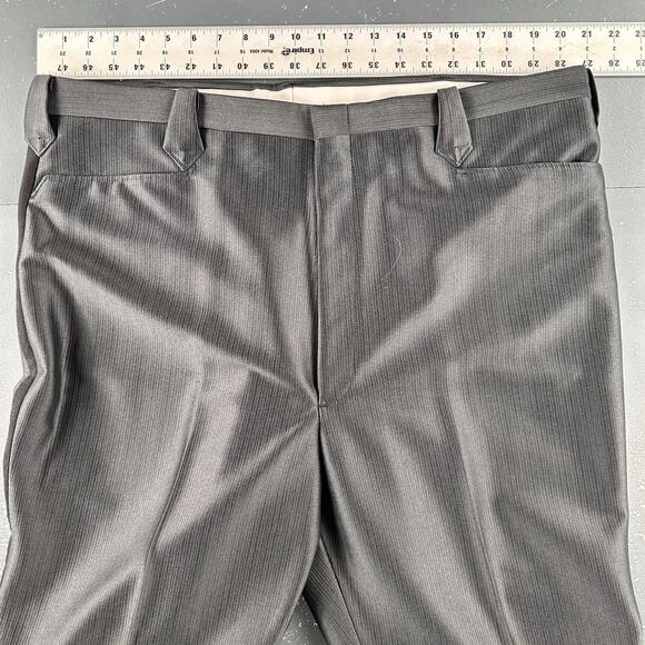 VTG Pagano West Slacks Mens 42 X-Long Black Striped Side Swedish Warp NWT No Hem - Picture 6 of 9